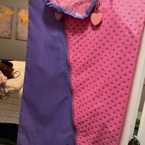 SUMMER VACATION TRAVEL…..Kids Heart Patterned Pink and Purple Travel hanging bag